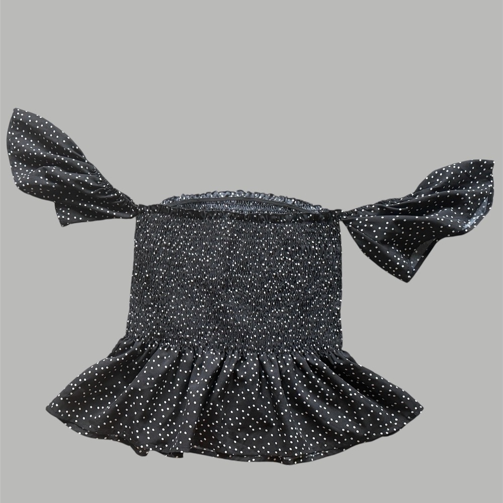 Black Polka Dot Off-Shoulder Top